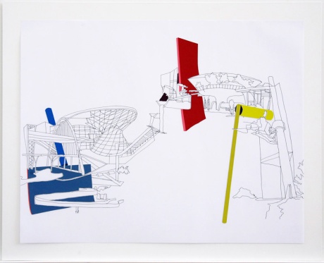 Drawing 6, 2012|Tusche und Collage auf Papier|55,88 x 68,58 cm