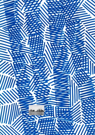 Port Said – Suez Canal C. with the Ship of the P & O, 2012 |Postkarte: Béhar et fils |Pigmentmarker, digitale Montage, Inkjetprint, 118,9 x 84,1 cm