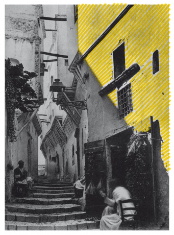 Kasbah Algier, Une Rue de la Casbah, 2012 |Postkarte |Mit Pigmentmarker überarbeitet, Inkjetprint auf Hahnemühle Photorag, 50 x 40 cm