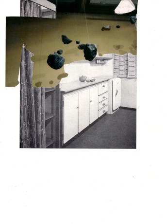 Katharina Jahnke|Wie richte ich meine Wohnung ein?, 2013/4|#7. Küche mit Meteoriten|Collagen á 26,9 x 21,7 cm