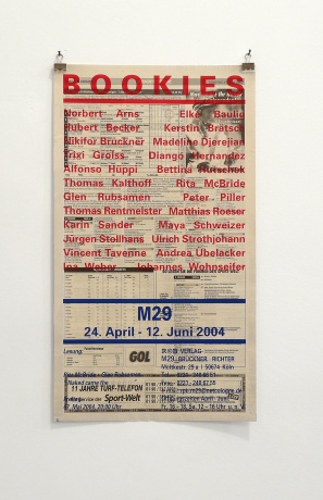 Nikifor Brückner|bookies, 2003|Plakat, Siebdruck auf Zeitung, 55,7 x 31,4 cm