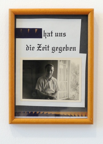 Zeit gegeben, 2014|Collage, C-Print, Kirchenspruchblatt, gefundener Rahmen|19 x 14,5 cm