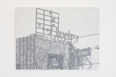 so habe ich das gesehen|2026	 |Kreide, Dispersionsfarbe auf Multiplex|96 × 128 cm