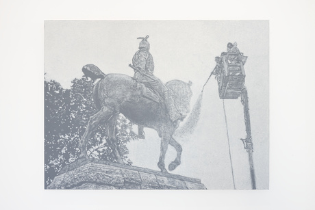 „Immer feste druff!“|2026	 |Kreide, Dispersionsfarbe auf Multiplex|96 × 128 cm