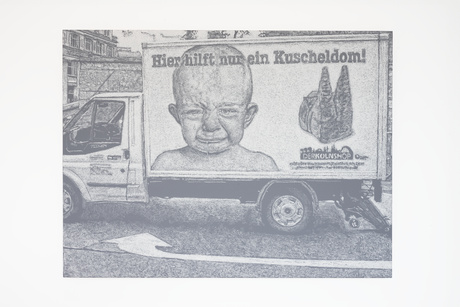 Trauerarbeit|2026	 |Kreide, Dispersionsfarbe auf Multiplex|96 × 128 cm