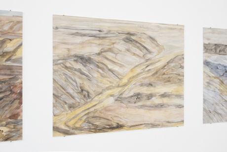 Doris Frohnapfel|Innenkippe Tagebau Hambach, 2026|Aquarellfarben, Hahnemühle 150gr./m2, 33 × 44 cm